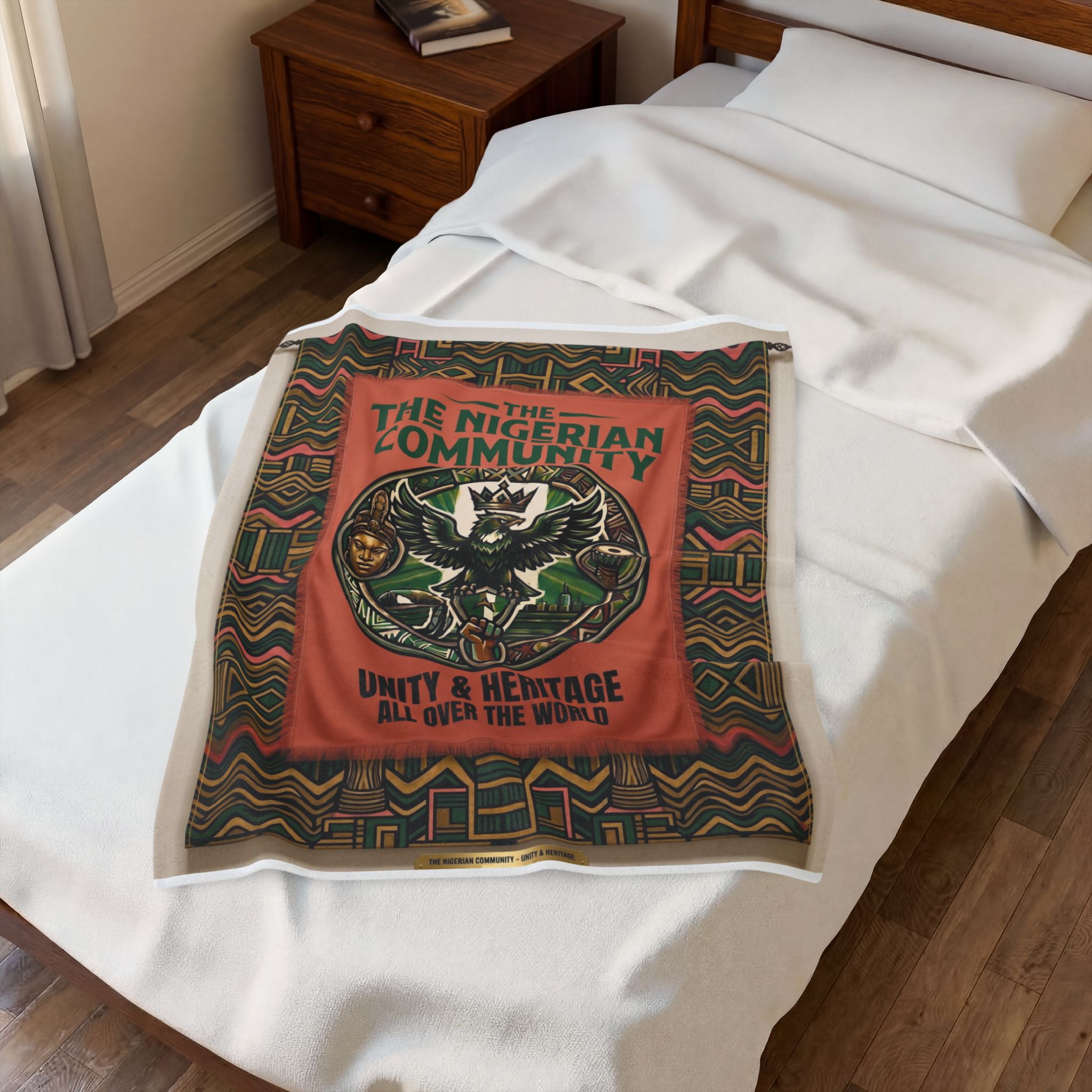 Premium Afrocentric Heritage Blanket: Intricate Nigerian "Unity & Heritage" Design on Ultra-Soft Velveteen - Image 3