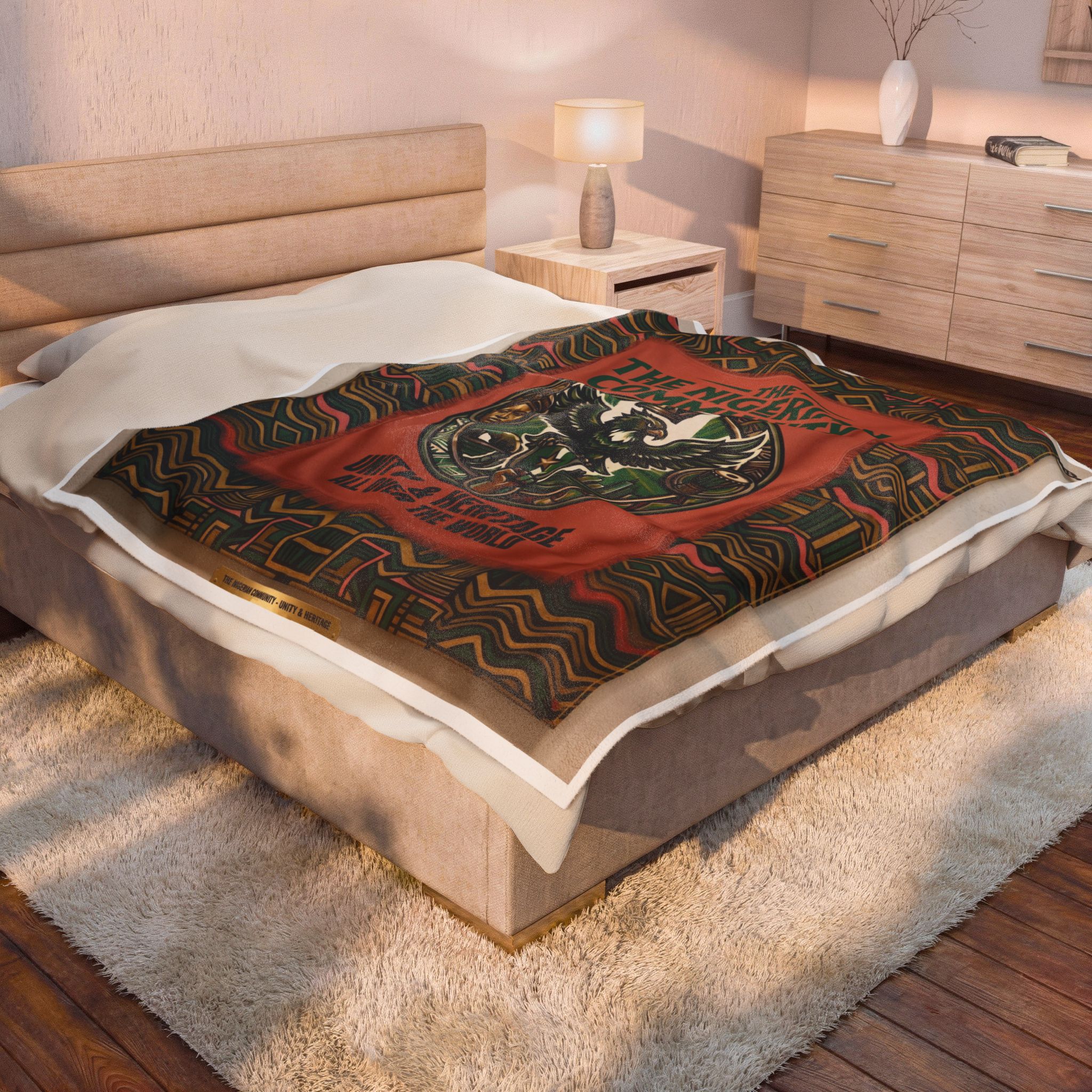 Premium Afrocentric Heritage Blanket: Intricate Nigerian "Unity & Heritage" Design on Ultra-Soft Velveteen - Image 12