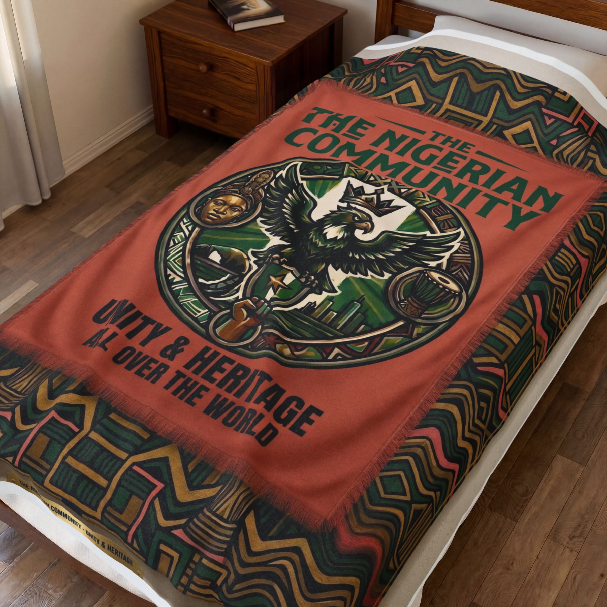 Premium Afrocentric Heritage Blanket: Intricate Nigerian "Unity & Heritage" Design on Ultra-Soft Velveteen - Image 11