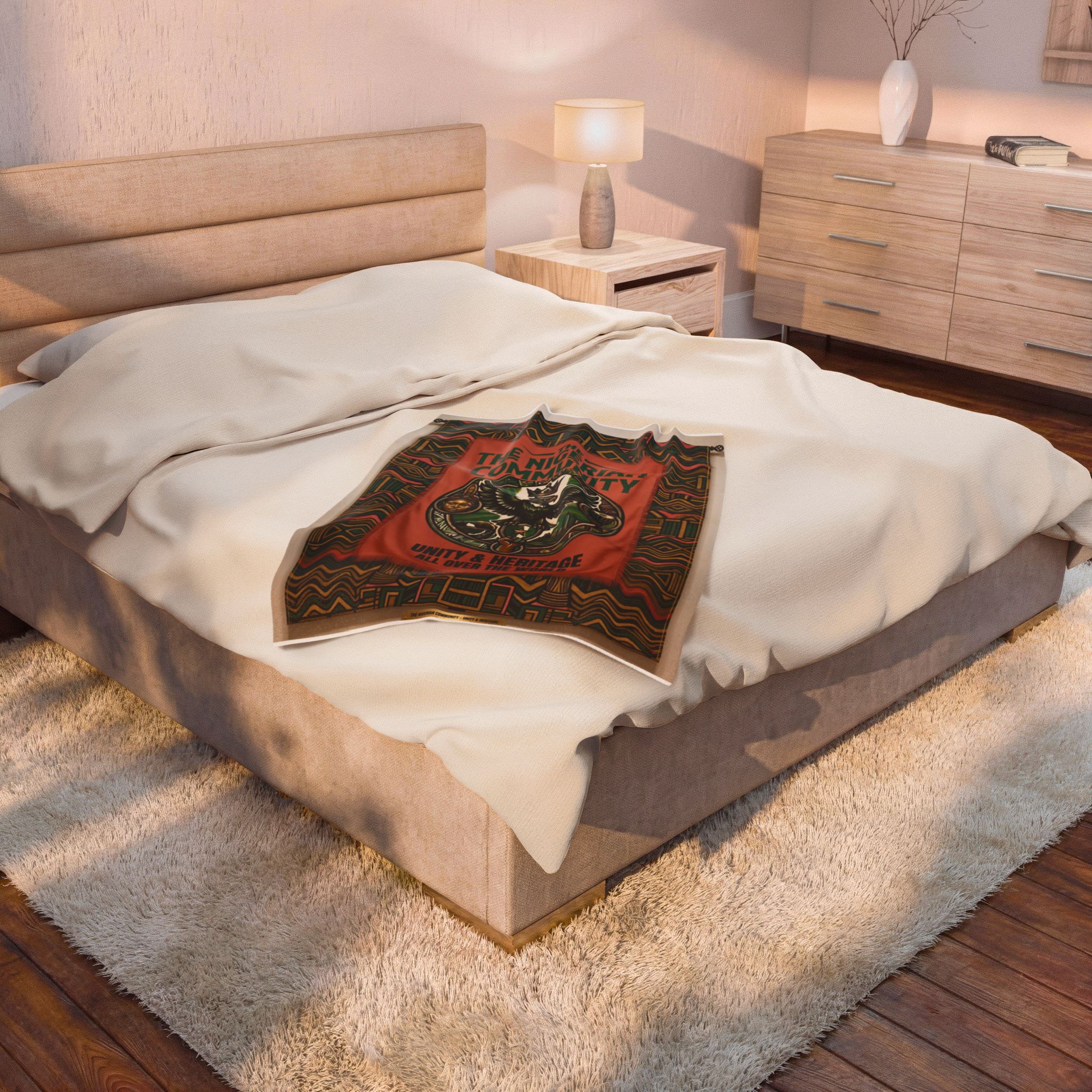 Premium Afrocentric Heritage Blanket: Intricate Nigerian "Unity & Heritage" Design on Ultra-Soft Velveteen - Image 4